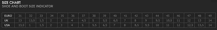 Mystic Wetsuit Boot Size Chart
