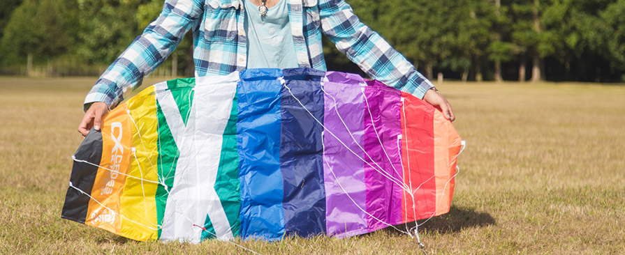 Cross Kites Air Rainbow 2 Line Powerkite held out correct size