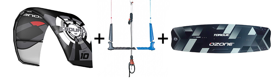 Ozone Enduro V2 Freestyle Kitesurfing Package 1 12m contact bar and ozone torque kiteboard