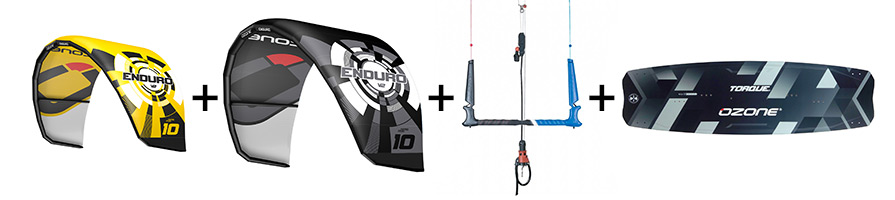 Ozone Enduro V2 Freestyle Kitesurfing Package 1 12m 9m contact bar and ozone torque kiteboard