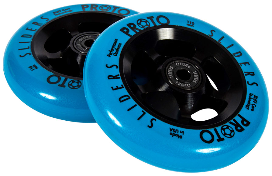 Proto Sliders 110mm Neon Blue Black Scooter Wheel
