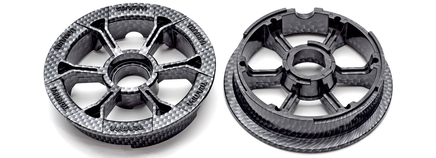 Hypa hub Trampa mountainboard wheel carbon print graphic