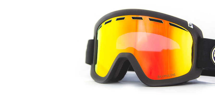 Dragon D1 OTG Black Lumalens Red Ion Snowboard Goggles in listing close up lumalens technology