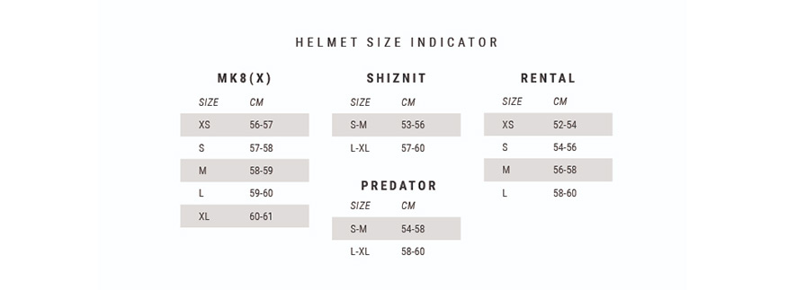 Mystic Helmet Sizes