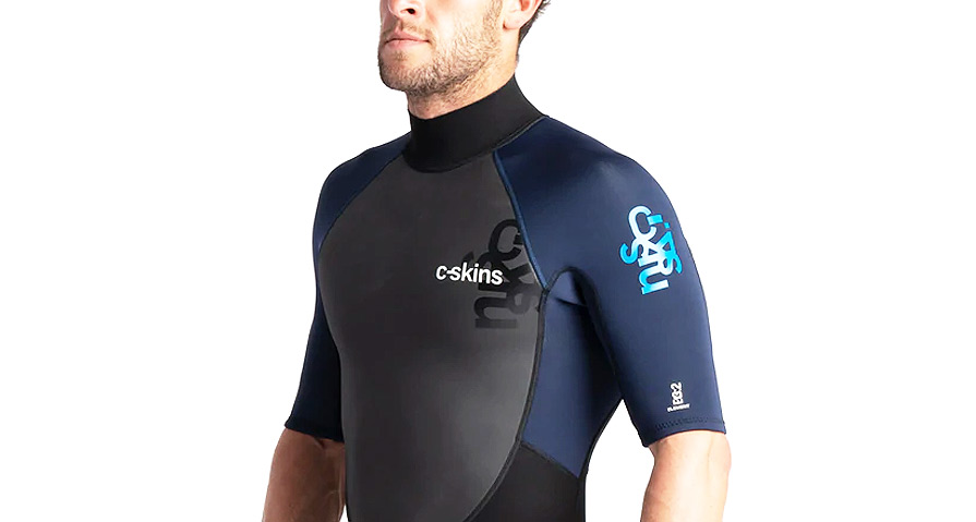 C-Skins Mens Element 3:2 Shorti Black Slate Cyan Wetsuit