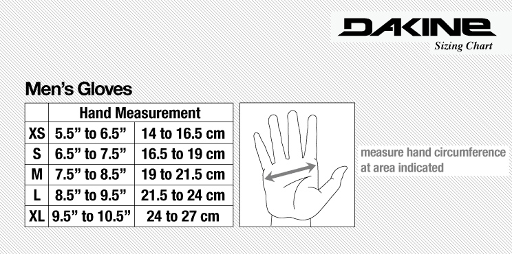 Dakine Glove Size Chart
