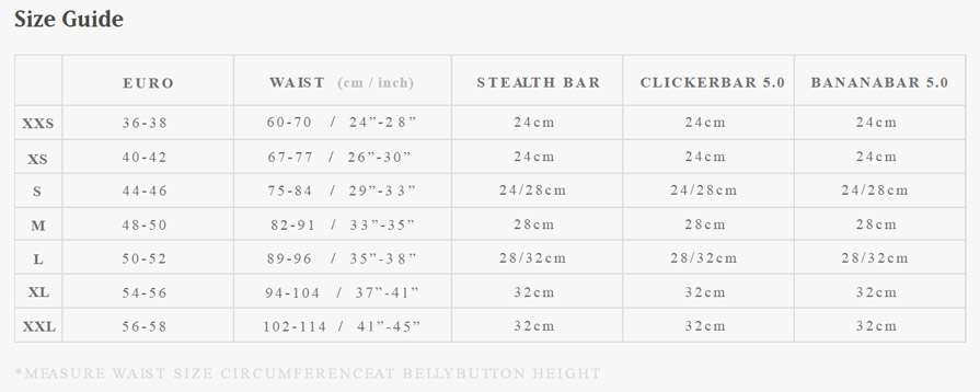 Mystic Majestic Harness Size Guide