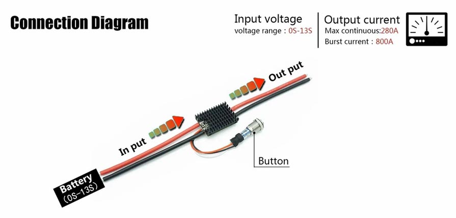 Flipsky Anti Spark Switch Pro 280A Esk8 Board Connections