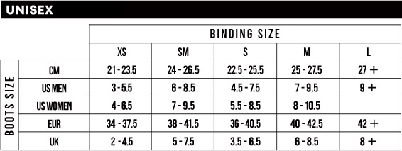 Flux Bindings Size Guide 2022