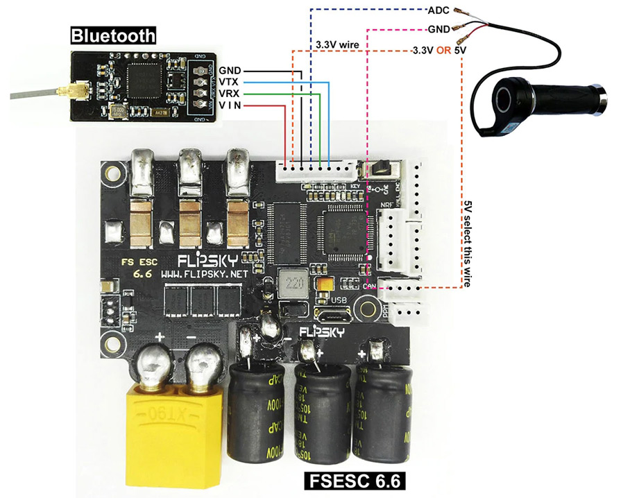 Flipsky Bluetooth Module 2.5G Wireless Wiring Diagram