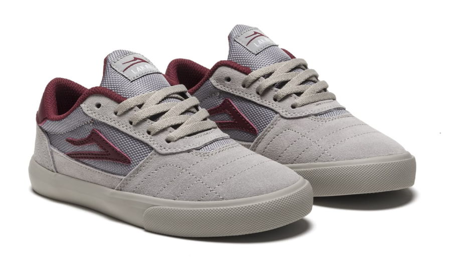 Lakai Cambridge Kids Grey Burgundy Skate Shoes