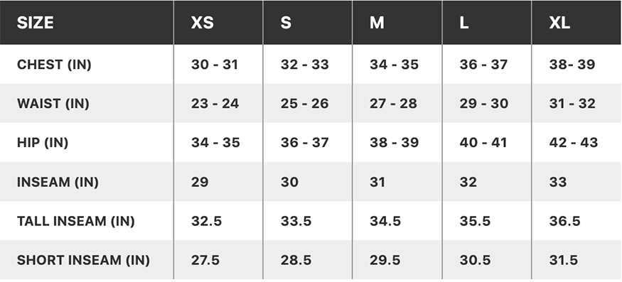 Burton womens outerwear size guide