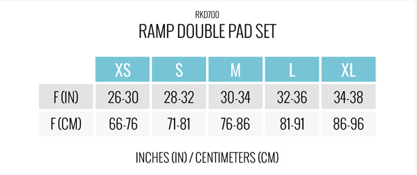 Rekd Protection Energy Impact Padded Shorts Size Chart