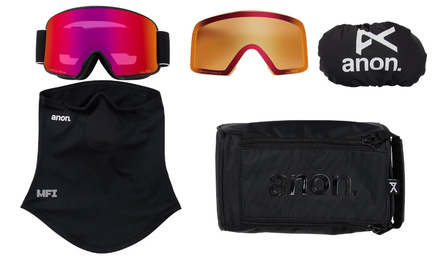 Anon M6 Black Perceive Sunny Red +Spare +MFI Snow Goggles