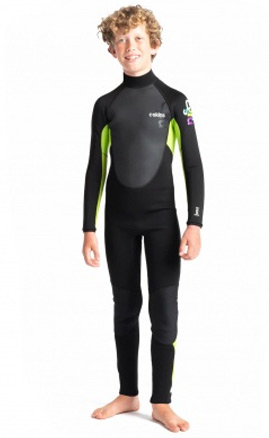 C-Skins Junior Element 3:2 Steamer Unisex Wetsuit Graphite Flo Green