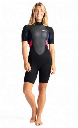 C-Skins Womens Element 3:2 Shorti Wetsuit Black Slate Coral