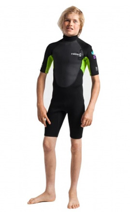 C-Skins Junior Element 3:2 Unisex Shorti Black Lime Wetsuit