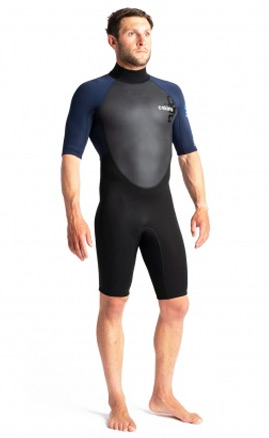 C-Skins Mens Element 3:2 Shorti Black Slate Cyan Wetsuit 