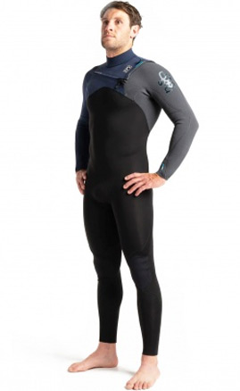 C-Skins Mens Session 3:2 GBS Chest Zip Steamer Wetsuit Black Slate