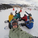 Group Snowboaring Shot with Pleisure Guys