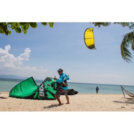 Ozone Catalyst V1 Kitesurfing Kite in Yellow in use