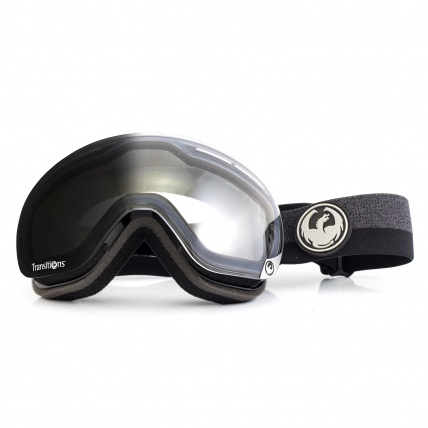 Dragon X1s Flux Black Transitions Snowboard Goggle front view transition tint