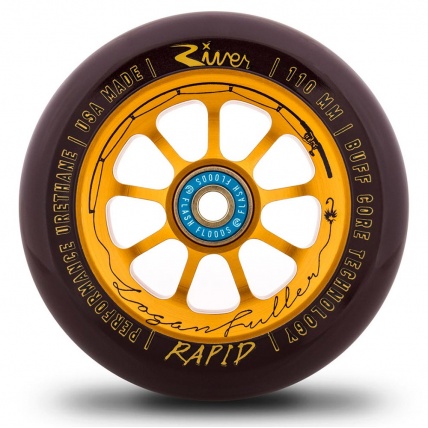 River Wheel Co. Rapids 110mm The Angler wheel Black on Gold