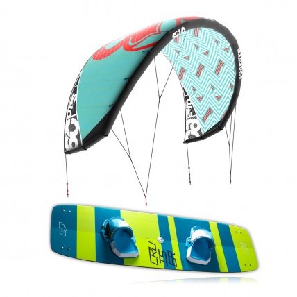 Liquid Force Solo V3 2017 Kitesurfing Kite in green with CrazyFly Cruiser Kiteboard 2017