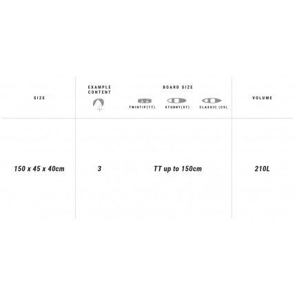 Mystic Golfbag Pro Kite and Wake Board Luggage Bag dimensions and size specifications