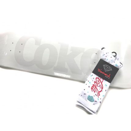 Diamond X Coca Cola Socks White Splatter SKateboard Not Included