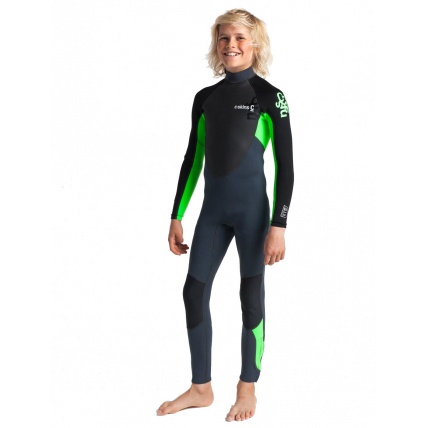 C-Skins Junior Element 3:2 Steamer Unisex Wetsuit Graphite Flo Green