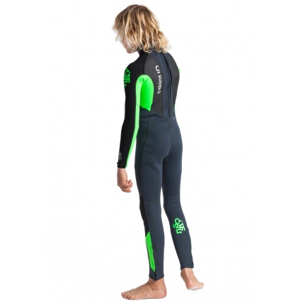 C-Skins Junior Element 3:2 Steamer Unisex Wetsuit Graphite Flo Green