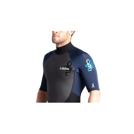 C-Skins Mens Element 3:2 Shorti Black Slate Cyan Wetsuit