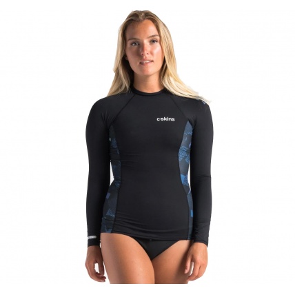 C-Skins UV Skins Womens Premium Long Sleeve Rash Vest Raven Black