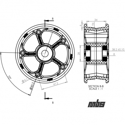 MBS Rockstar II Mountainboard Hub Sizes