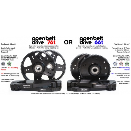 Trampa Open Belt Drive 66T 8in Electric Mountainboard Gear Ratios