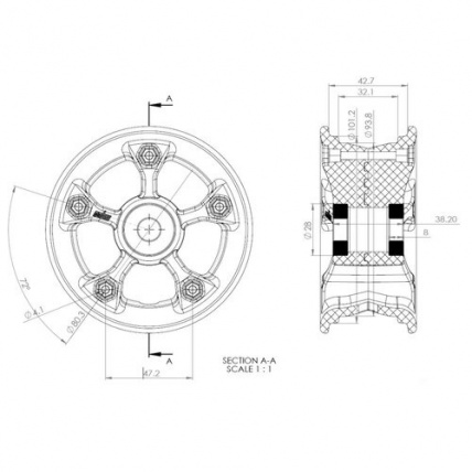 MBS FiveStar Black Mountainboard Hub