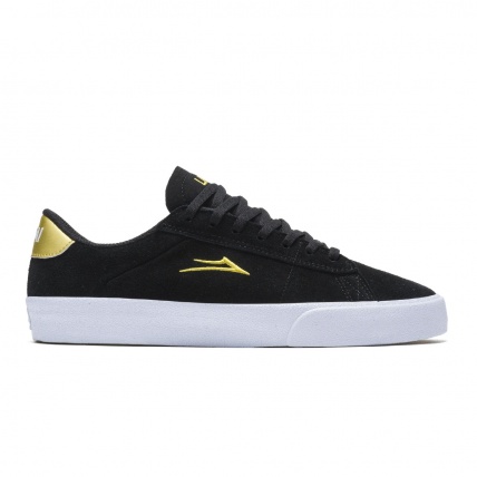 Lakai Newport Black and Gold Suede Skate Shoes