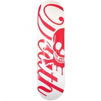 Death - Script Red White Skateboard Deck