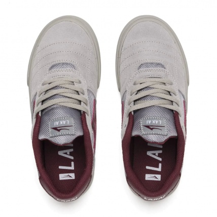 Lakai Cambridge Kids Grey Burgundy Skate Shoes