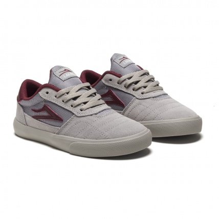 Lakai Cambridge Kids Grey Burgundy Skate Shoes