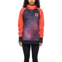 686 Womens Bonded Fleece Pullover Hoody Hot Coral Colourblock
