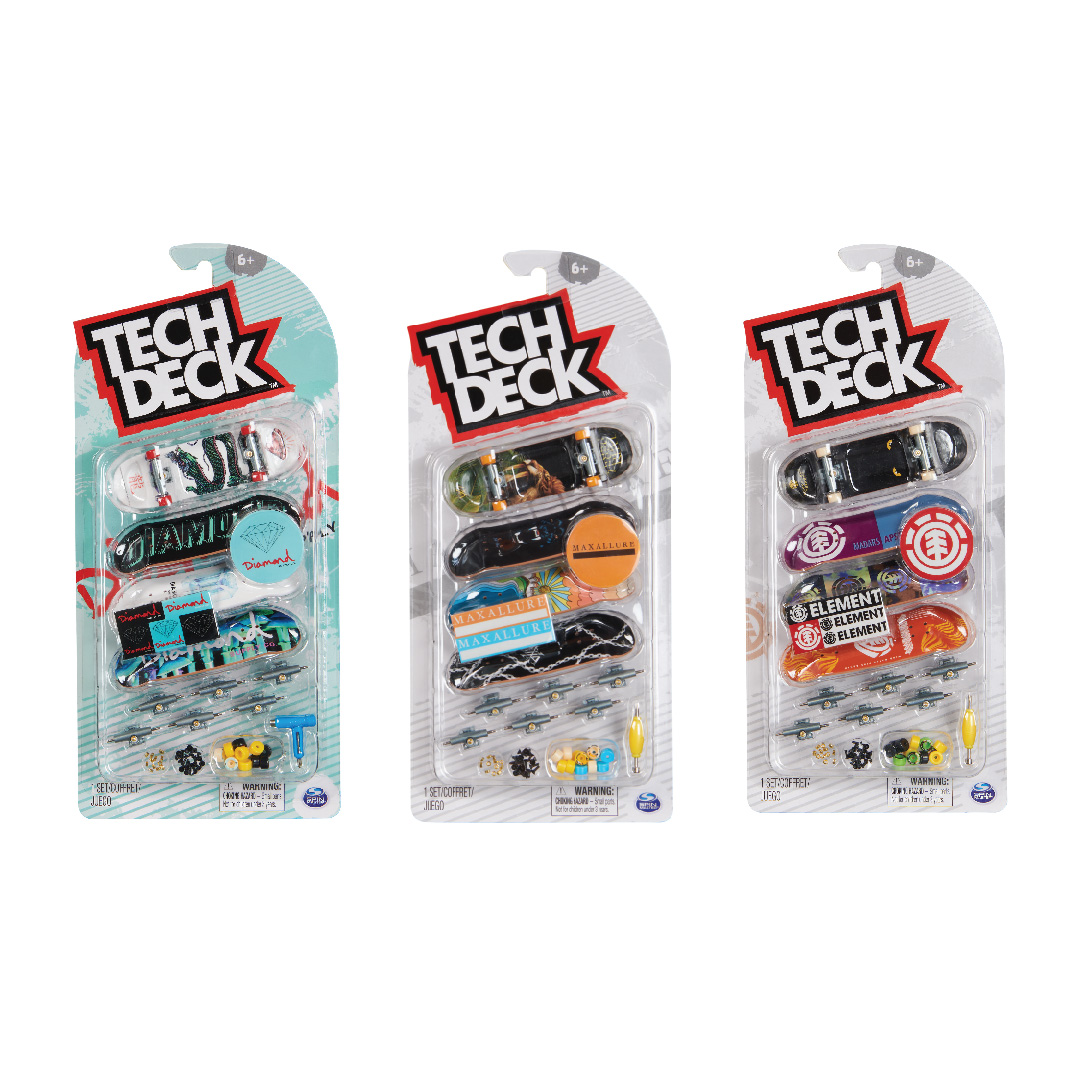 Tech Deck, Ultra DLX Fingerboard 4-Pack, Element Skateboards