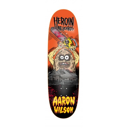 Heroin Deck Aaron Wilson Teggxas Chainsaw Egg 9.125in Skateboard Deck