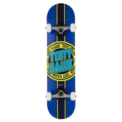 Tony Hawk SS 180+ Badge Logo 7.5 Blue Yellow Complete Skateboard