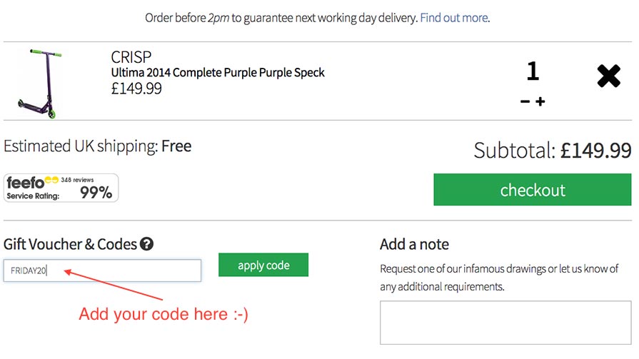Enter your coupon code at the checkout