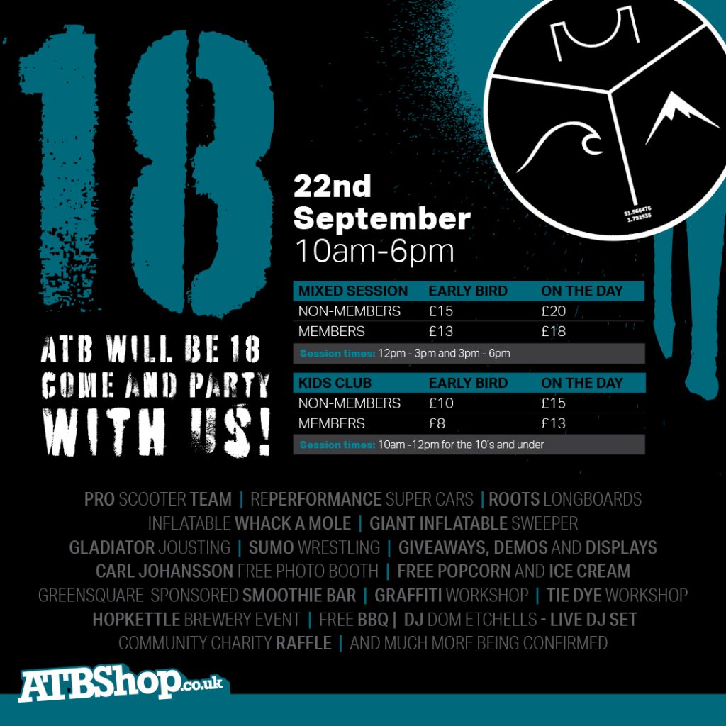 atbshop 18th birthday party at atbshop skatewarehouse poster